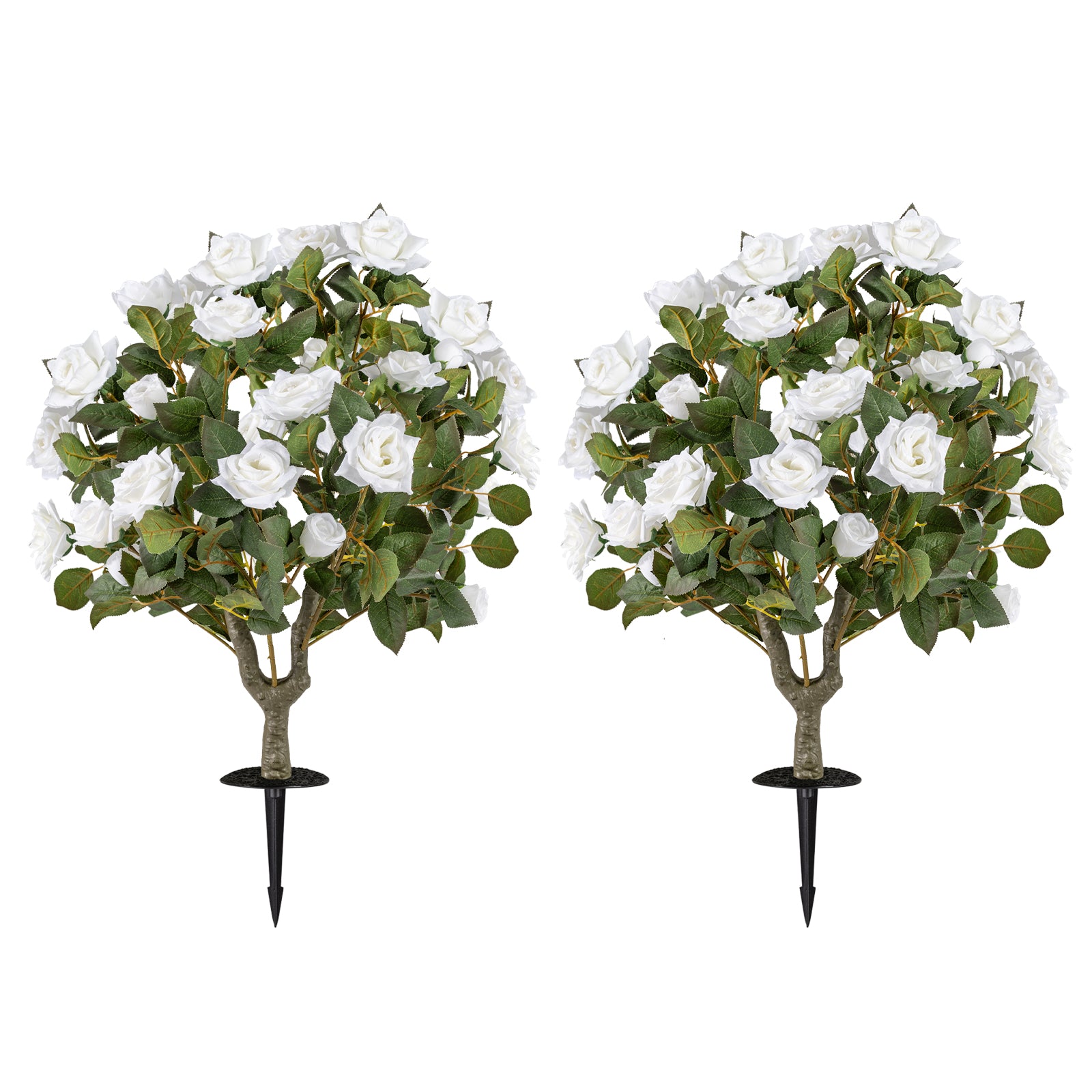 2 Pack Artificial Rose Flower Trees with Spikes and 18 White Flowers, White Faux Plants White at Gallery Canada