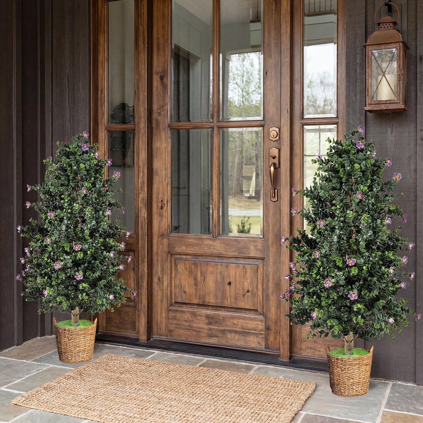 Artificial Topiary Cone Tree, 2 Pack, 49 Flowers, Purple Faux Plants at Gallery Canada