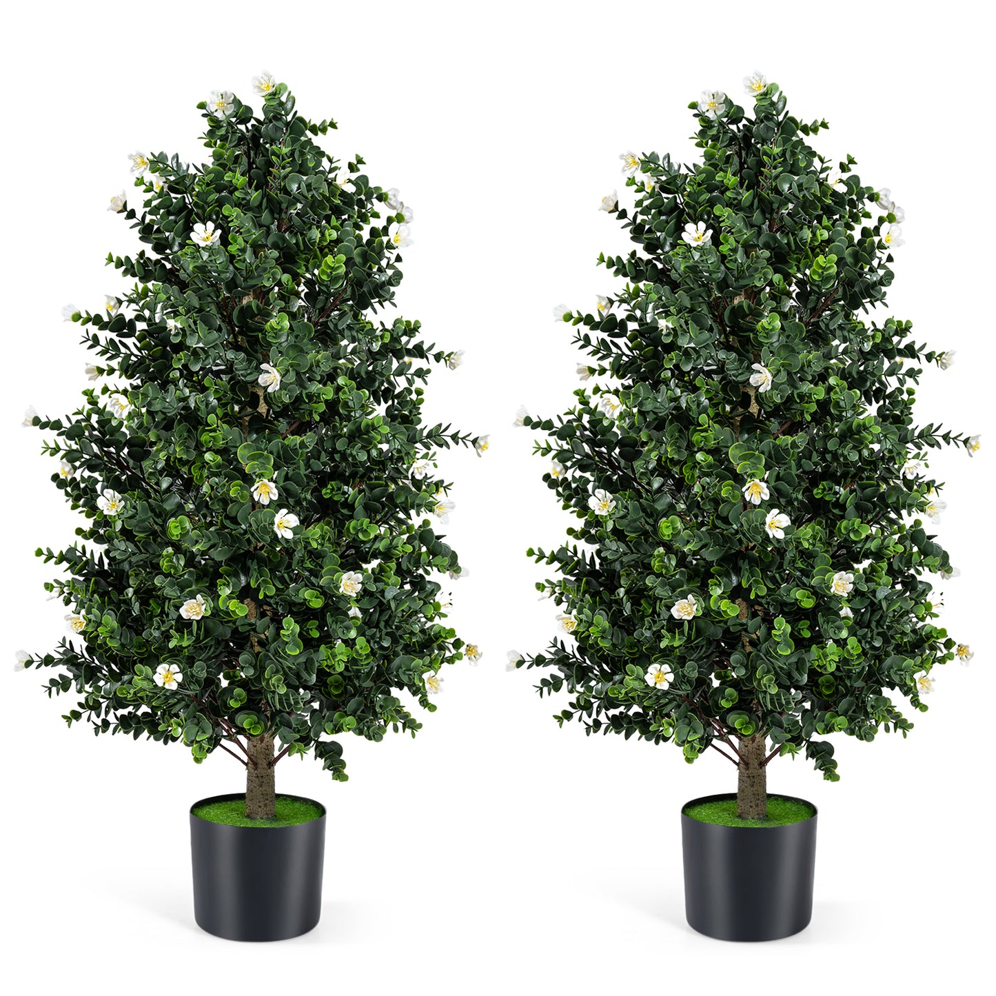 Artificial Topiary Cone Tree, 2 Pack, 49 Flowers, White Faux Plants at Gallery Canada