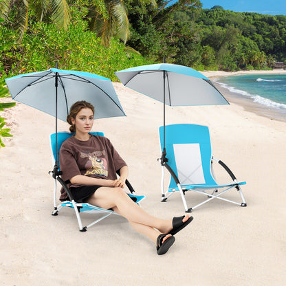 Beach Umbrella Chair, 2 Pack, Adjustable Parasol, Blue Beach & Lawn Chairs at Gallery Canada