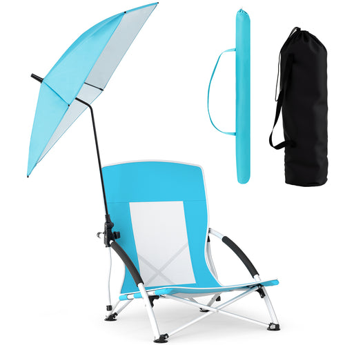Beach Umbrella Chair, 2 Pack, Adjustable Parasol, Blue