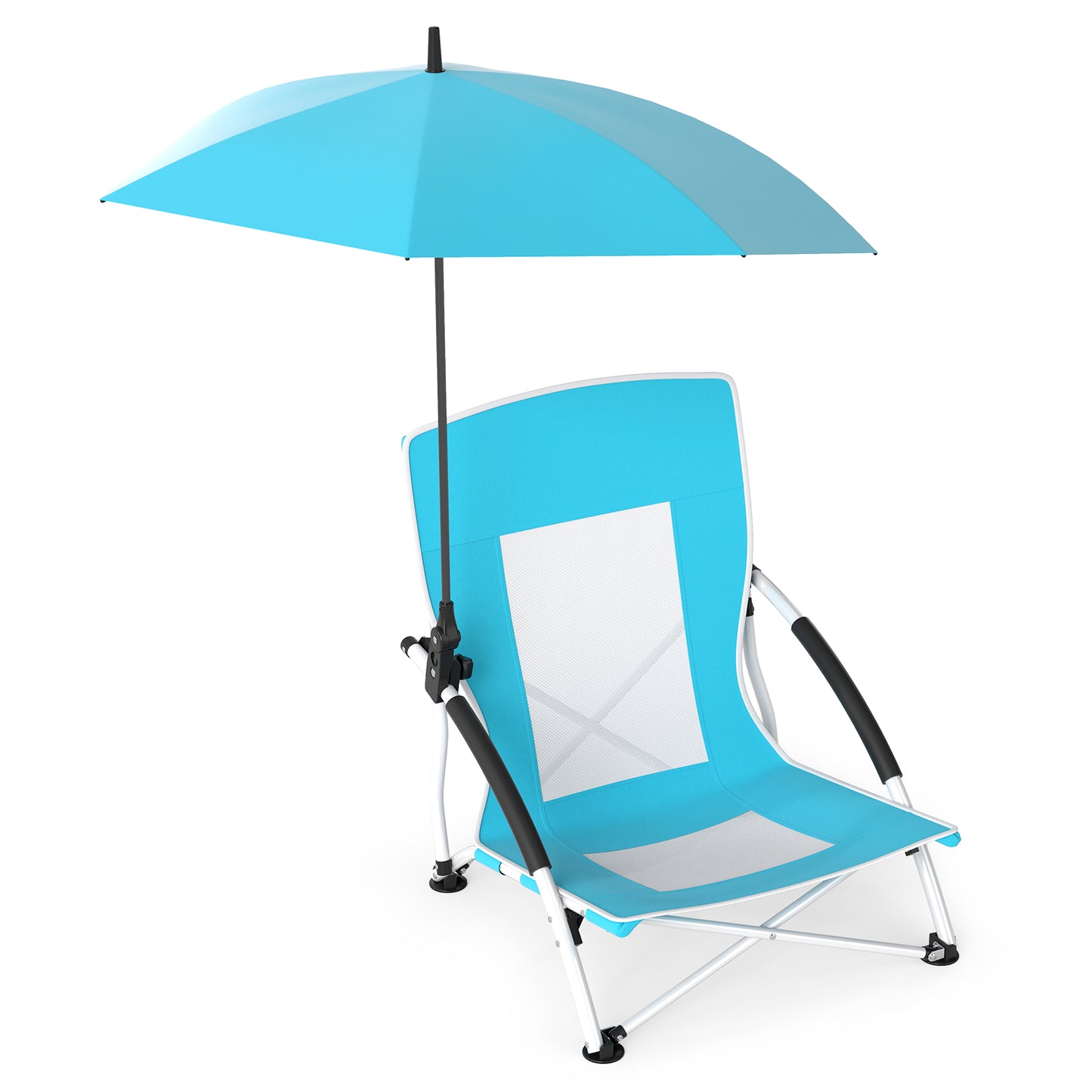 Beach Umbrella Chair, 2 Pack, Adjustable Parasol, Blue Beach & Lawn Chairs at Gallery Canada