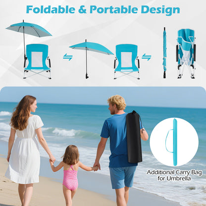 Beach Umbrella Chair, 2 Pack, Adjustable Parasol, Blue Beach & Lawn Chairs at Gallery Canada