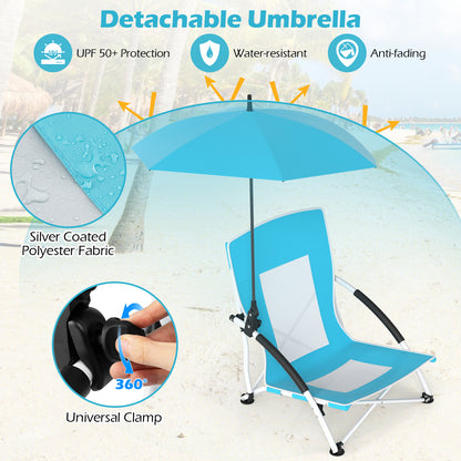 Beach Umbrella Chair, 2 Pack, Adjustable Parasol, Blue Beach & Lawn Chairs at Gallery Canada