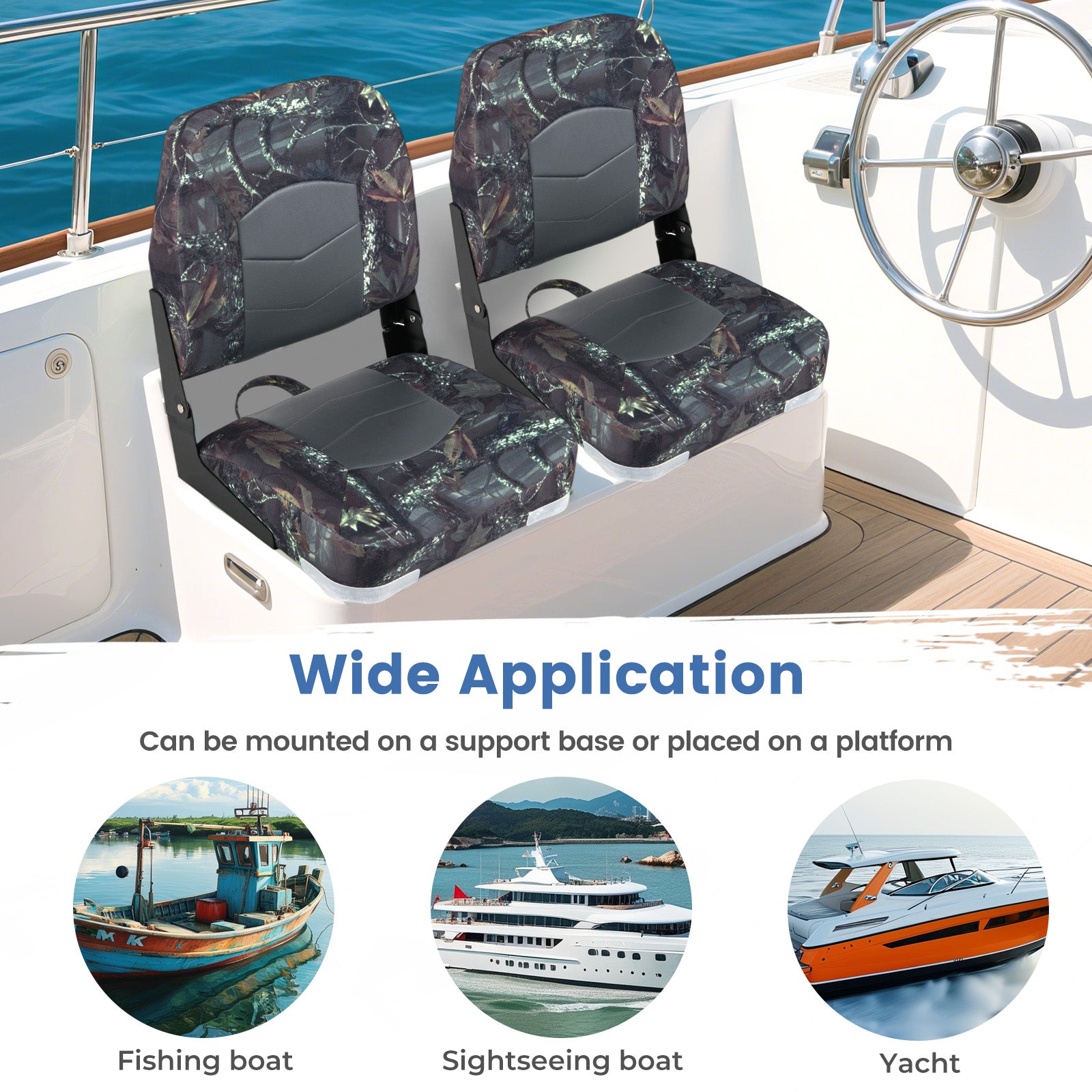 2-Pack Boat Seats with Thick Sponge Padding, Camouflage Surfing at Gallery Canada