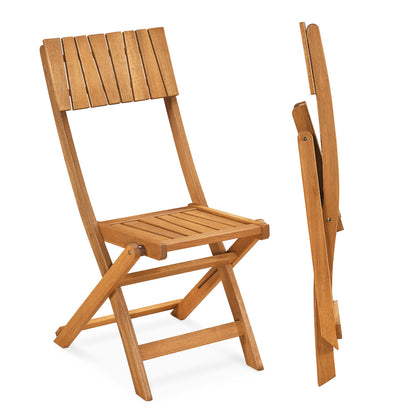 Folding Wood Dining Chairs, 2 Pack, Slatted Backrest Patio Dining Chairs Brown at Gallery Canada