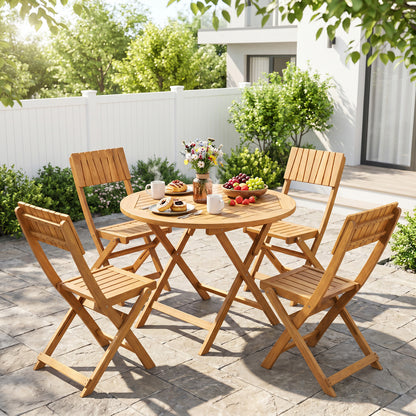 Folding Wood Dining Chairs, 2 Pack, Slatted Backrest Patio Dining Chairs at Gallery Canada