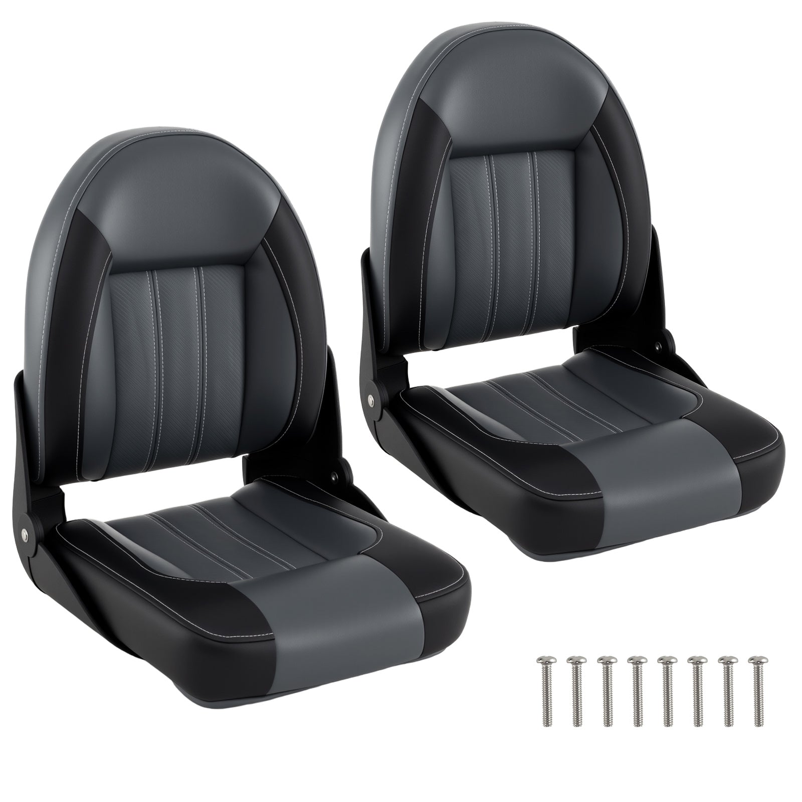 2-Pack Folding High Back Boat Chairs with Sponge Padding and Fixing Bolts-BK, Black Surfing Black at Gallery Canada
