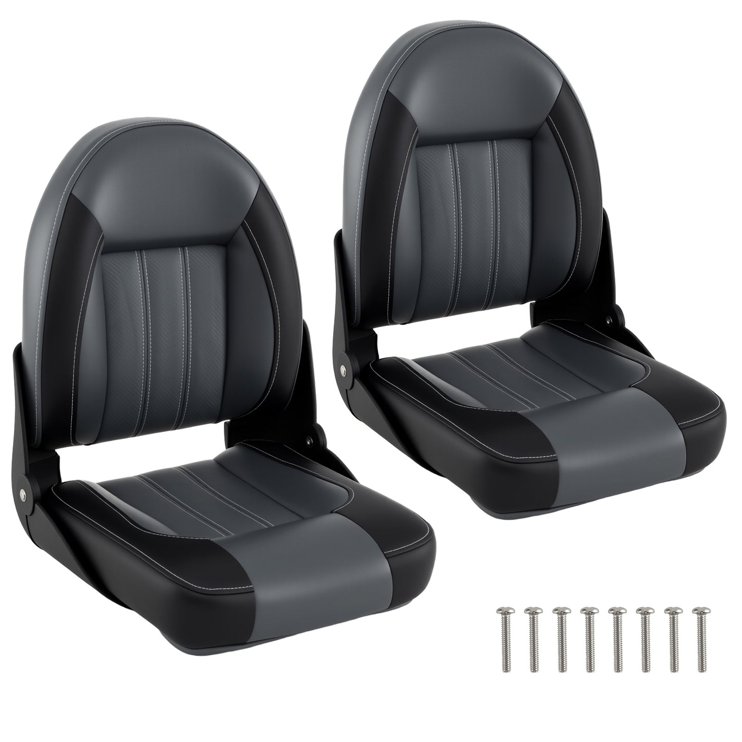2-Pack Folding High Back Boat Chairs with Sponge Padding and Fixing Bolts-BK, Black Surfing Black at Gallery Canada
