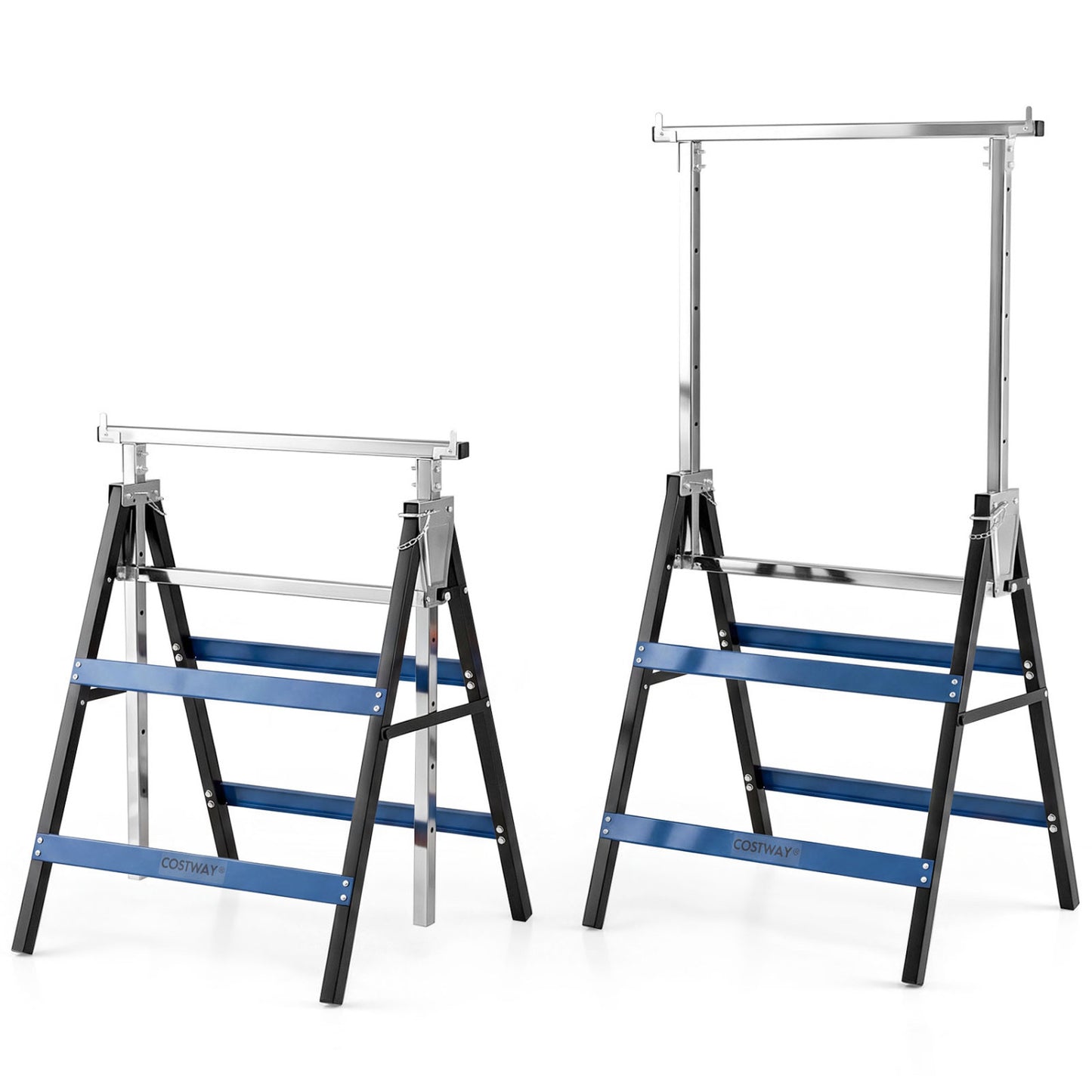 2 Pack Heavy Duty Metal Folding Saw Horses, Blue Garages at Gallery Canada