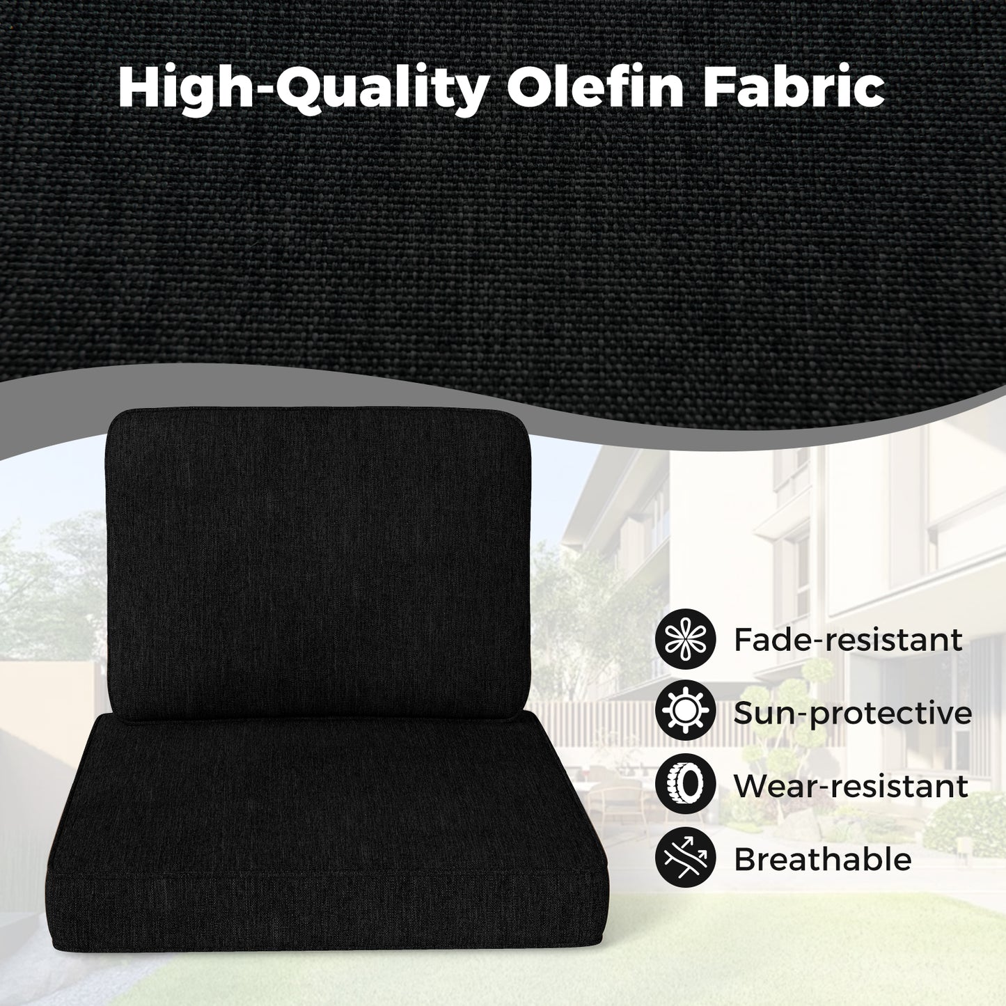 2-Pack Outdoor Patio Cushion Set, Removable Covers, Black Outdoor Furniture Accessories at Gallery Canada