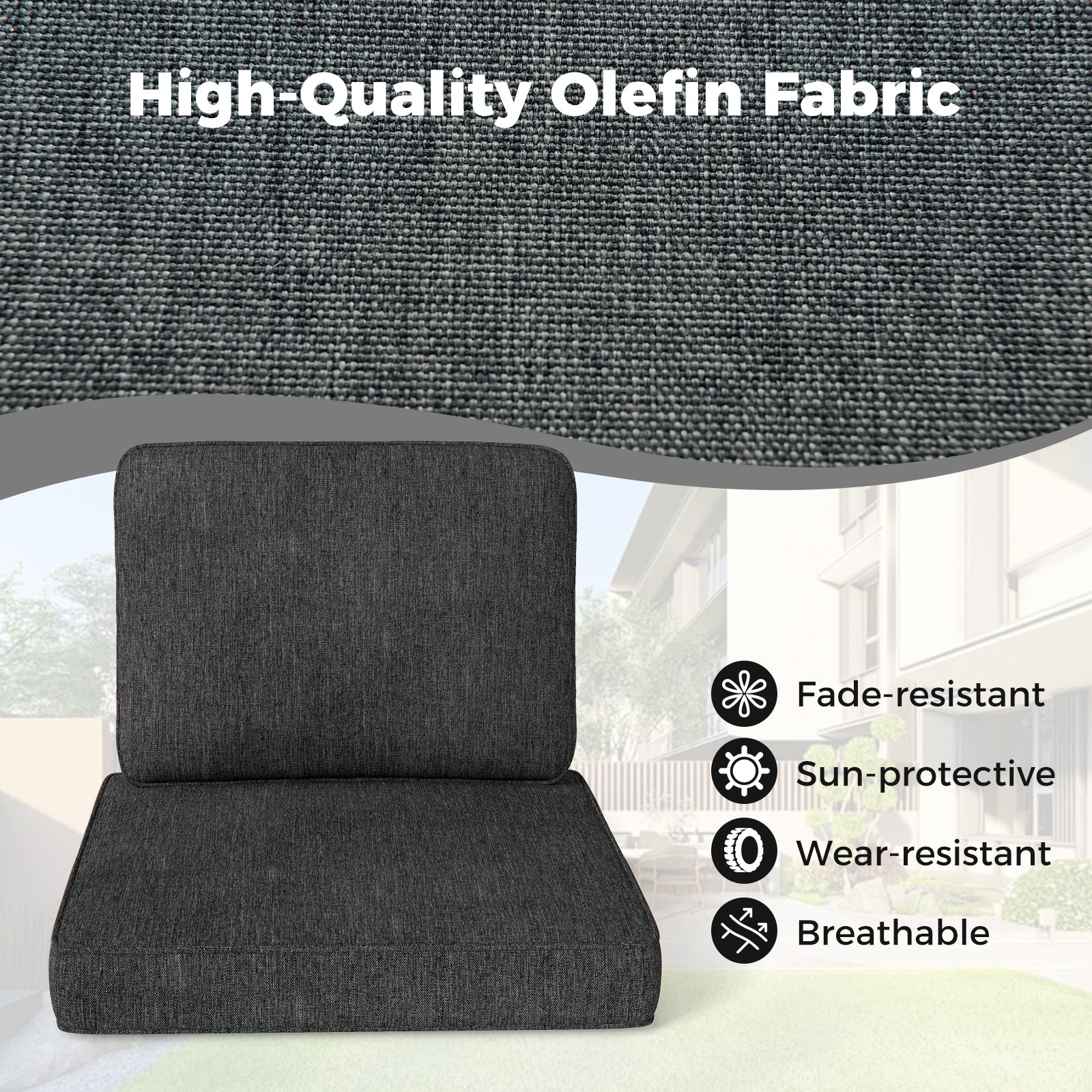 2-Pack Outdoor Patio Cushion Set, Removable Covers, Gray Outdoor Furniture Accessories at Gallery Canada