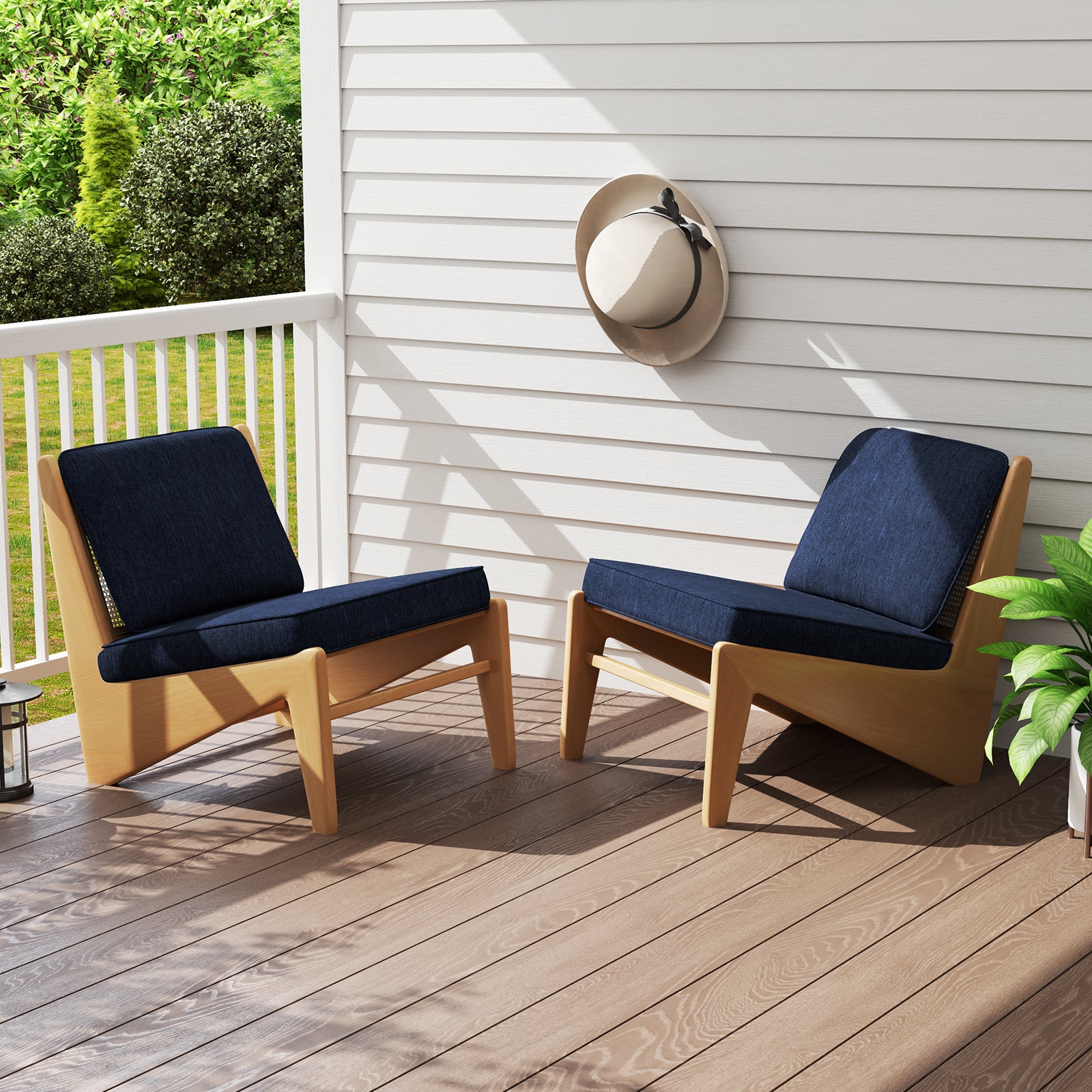 Outdoor Patio Cushion Set, 2-Pack, Removable Covers, Navy Outdoor Furniture Accessories at Gallery Canada