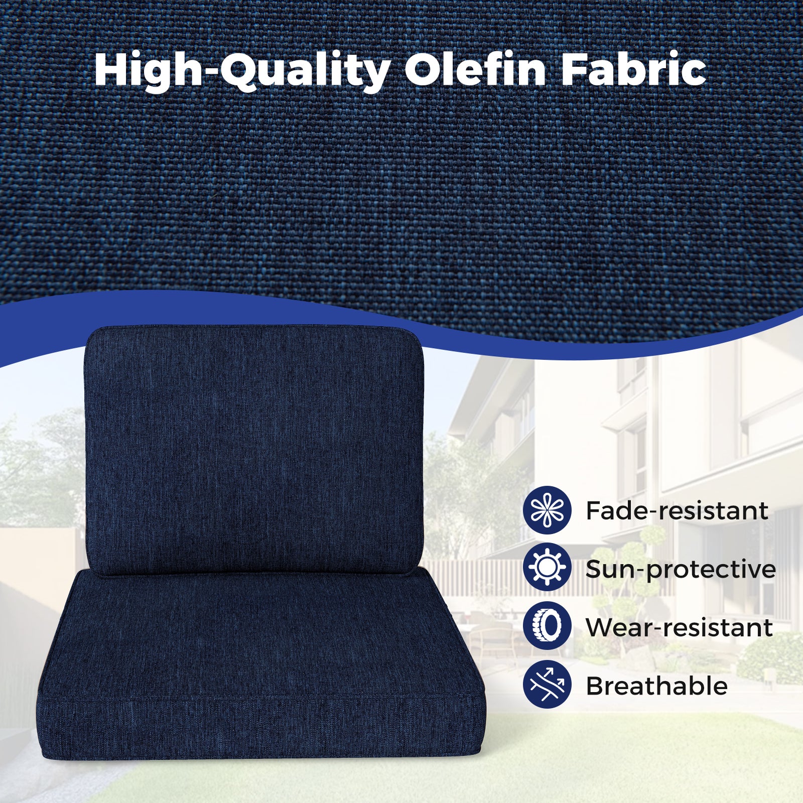 Outdoor Patio Cushion Set, 2-Pack, Removable Covers, Navy Outdoor Furniture Accessories at Gallery Canada