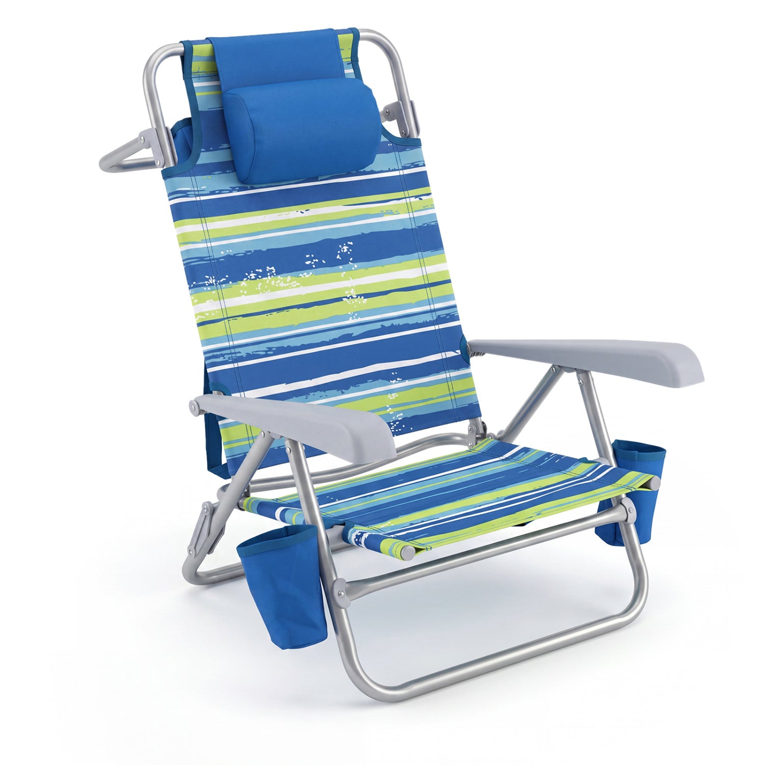 Portable Folding Beach Chair, 7-Position Backrest, 2 Pack, Blue Beach & Lawn Chairs at Gallery Canada