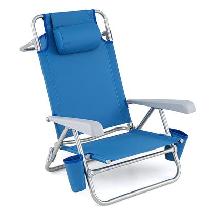 2 Pack Portable Folding Beach Chair Beach & Lawn Chairs Navy at Gallery Canada
