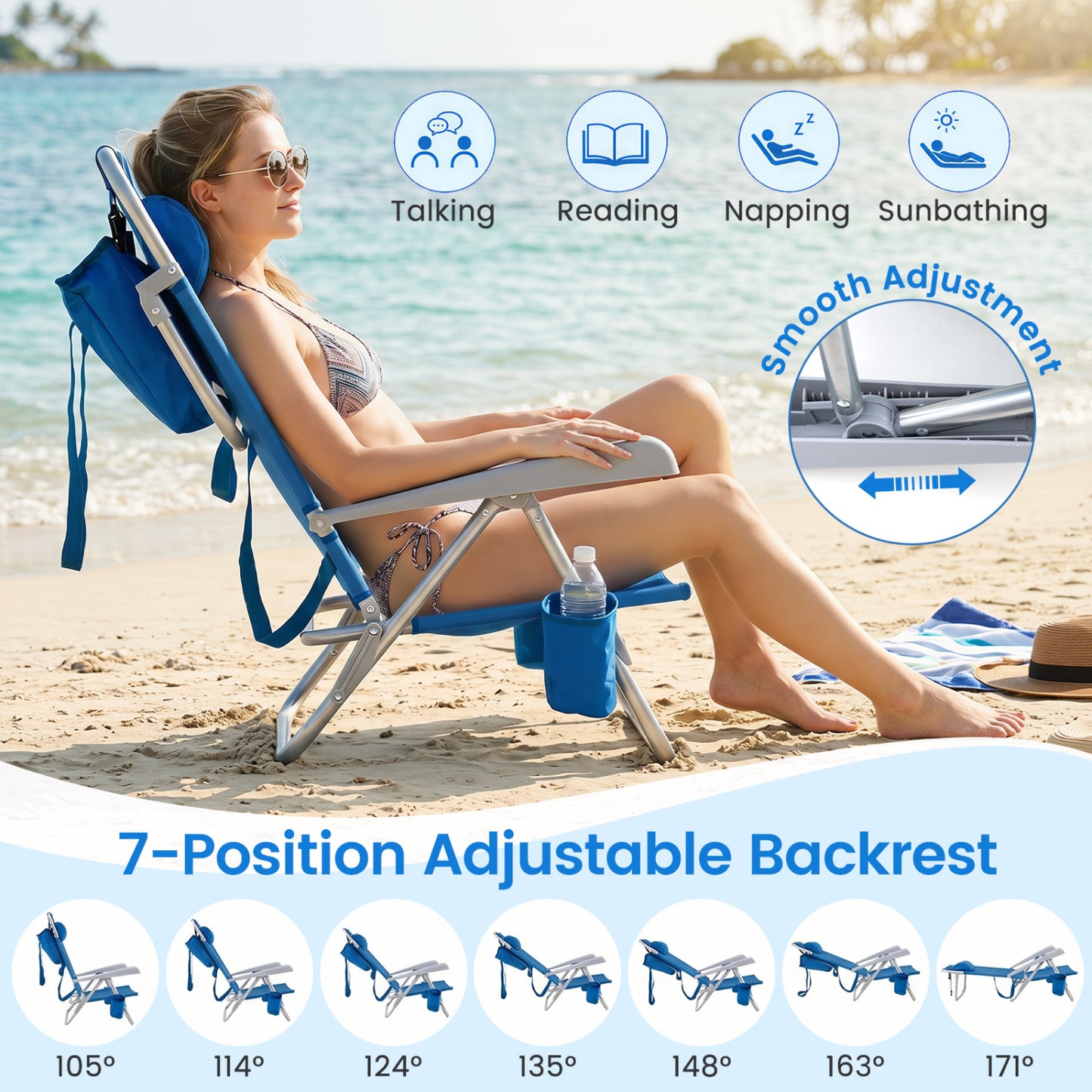 2 Pack Portable Folding Beach Chair Beach & Lawn Chairs at Gallery Canada
