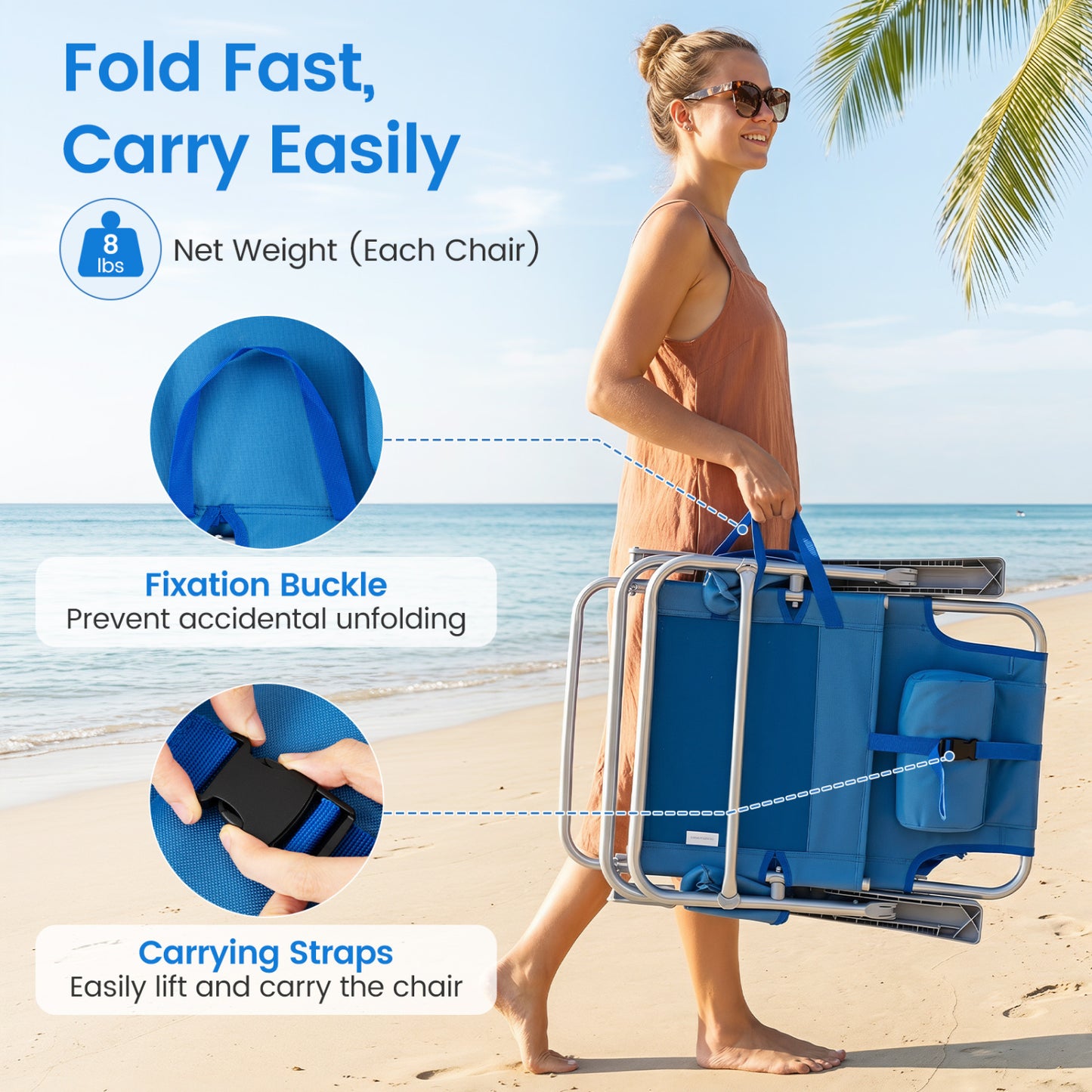 2 Pack Portable Folding Beach Chair Beach & Lawn Chairs at Gallery Canada