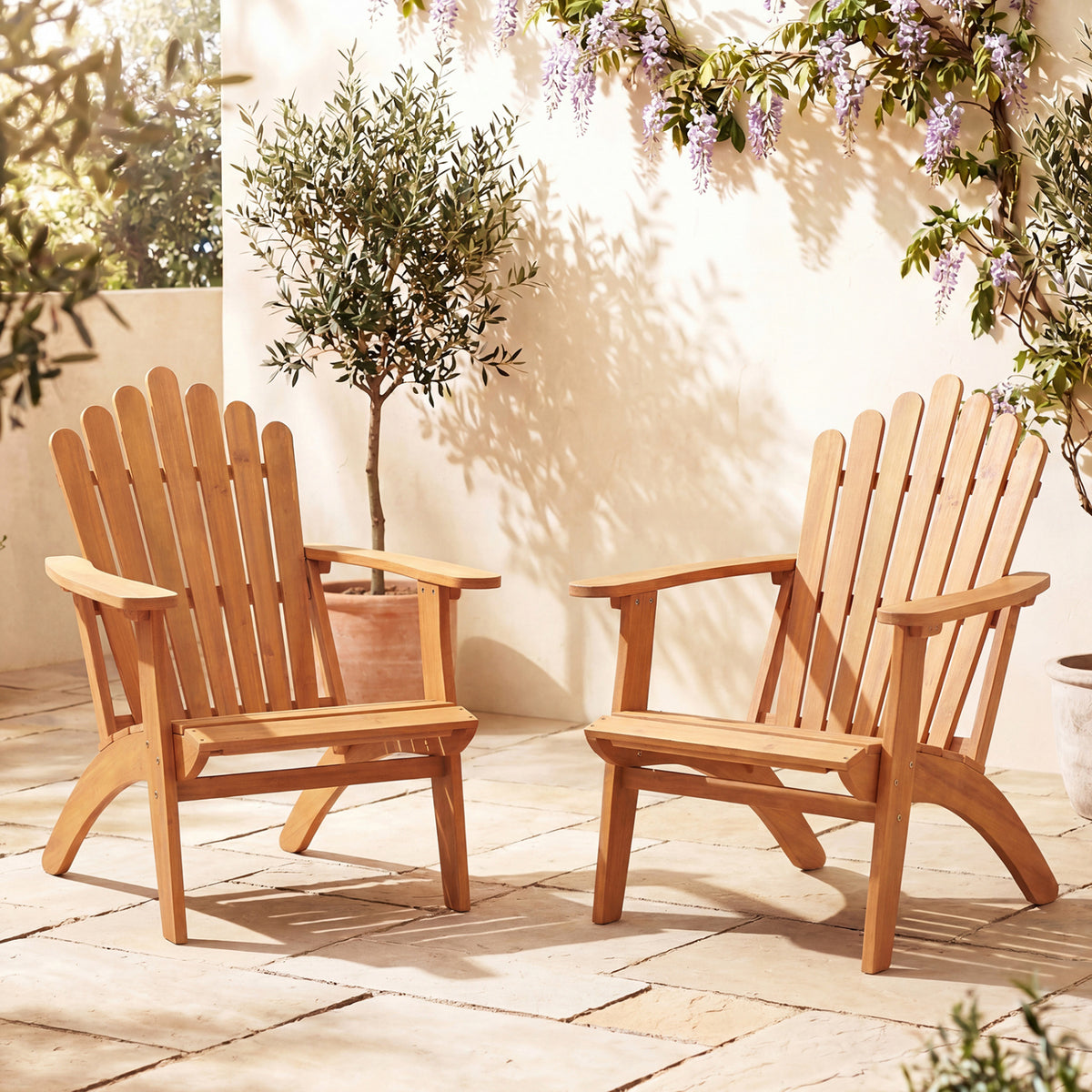 2-Pack Stackable Adirondack Chairs, Solid Acacia Wood Patio Adirondack Chairs at Gallery Canada