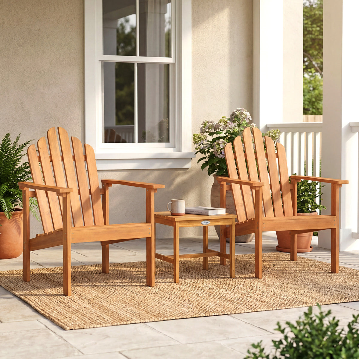 2-Pack Stackable Adirondack Chairs, Solid Acacia Wood Patio Adirondack Chairs at Gallery Canada