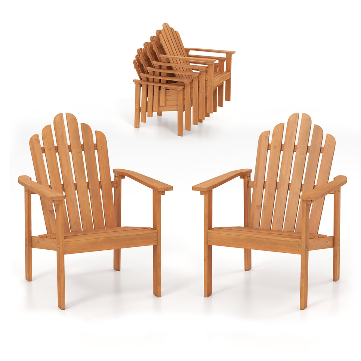 2-Pack Stackable Adirondack Chairs, Solid Acacia Wood Patio Adirondack Chairs at Gallery Canada
