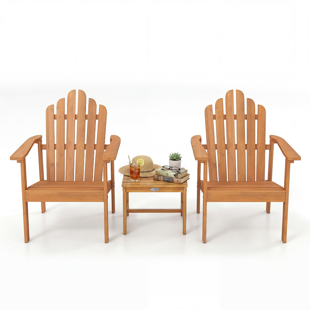 2-Pack Stackable Adirondack Chairs, Solid Acacia Wood Patio Adirondack Chairs at Gallery Canada