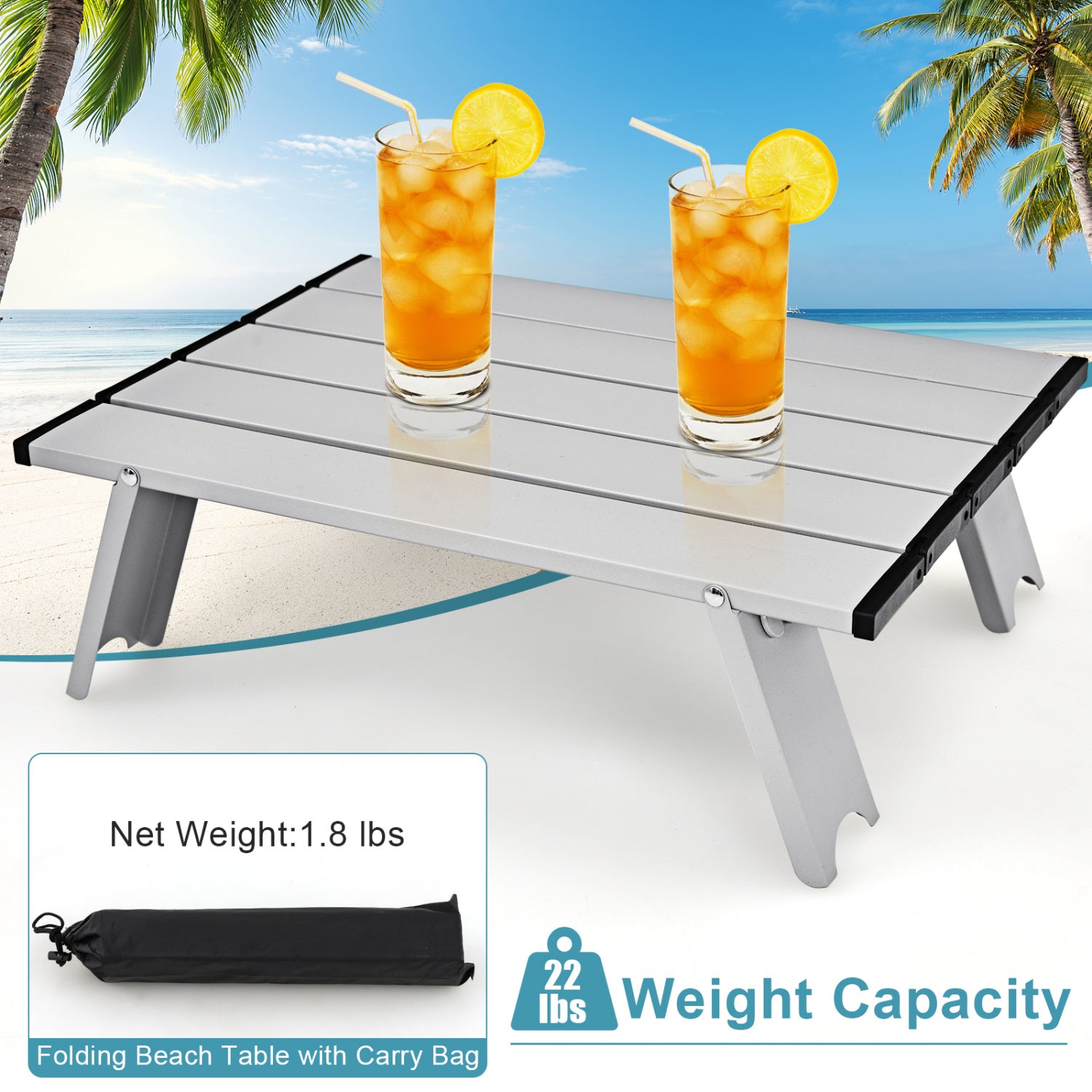 5-Position Folding Backpack Beach Table Chair Set, 2 Packs, Blue Beach & Lawn Chairs at Gallery Canada