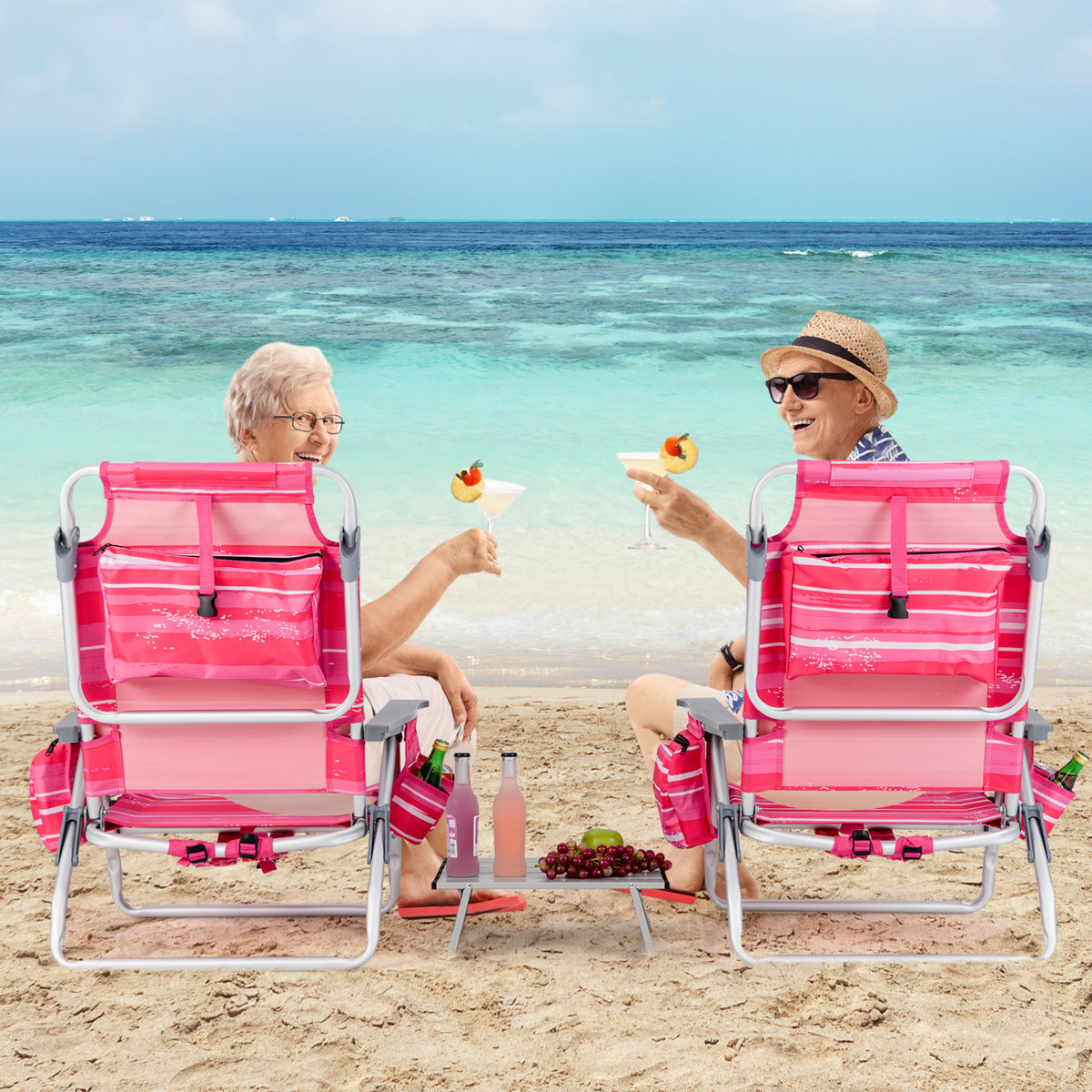 5-Position Folding Beach Table Chair Set, 2 Packs, Pink Beach & Lawn Chairs at Gallery Canada