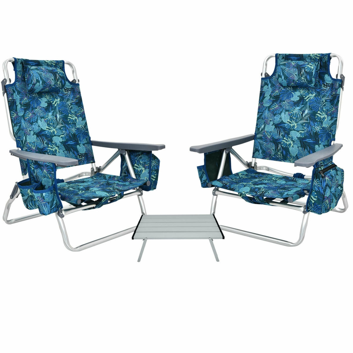 2 Pack 5-Position Folding Beach Chair, Multicolor Beach & Lawn Chairs Multicolor at Gallery Canada