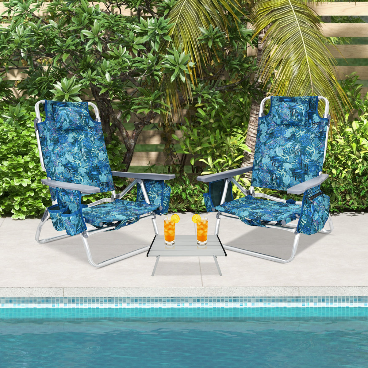 2 Pack 5-Position Folding Beach Chair, Multicolor Beach & Lawn Chairs at Gallery Canada