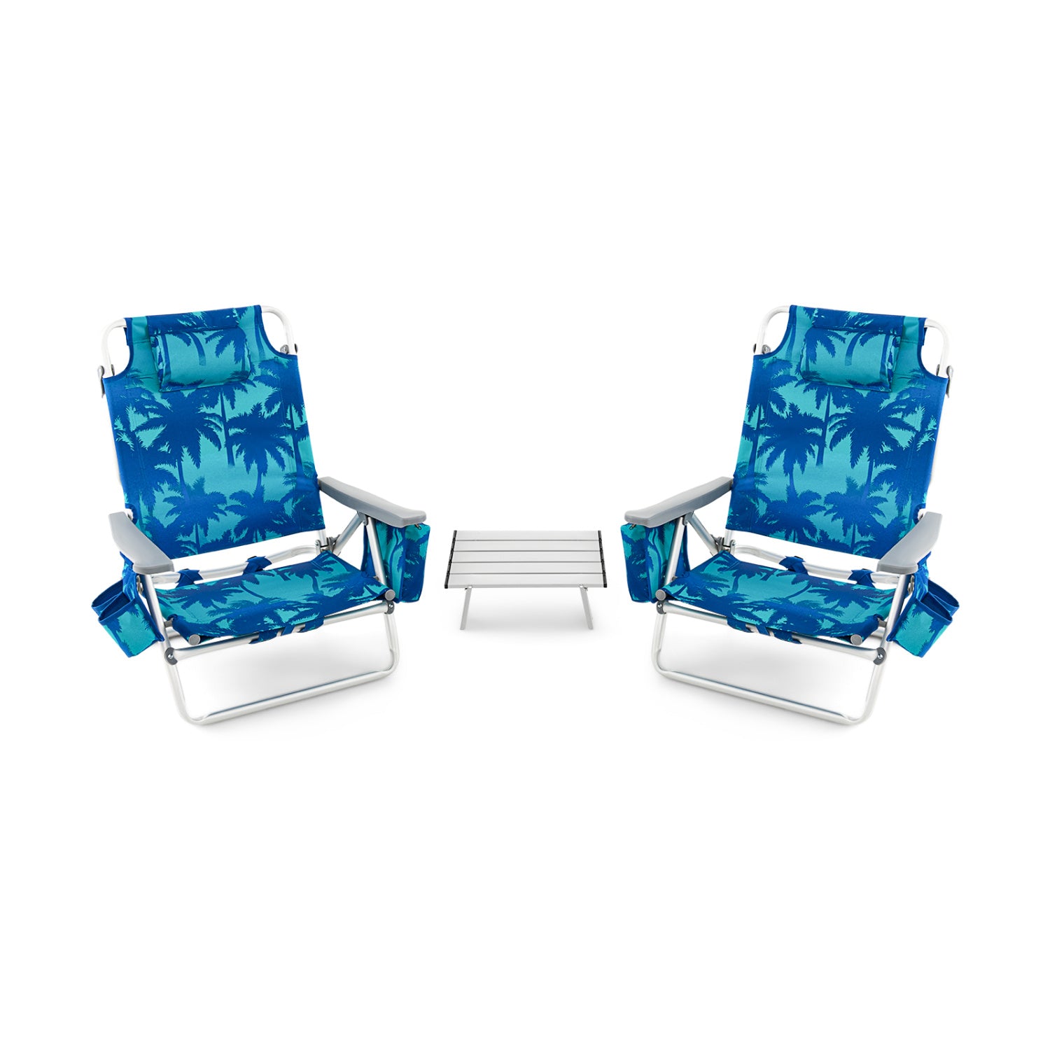 2 Pack 5-Position Folding Beach Chair, Navy Beach & Lawn Chairs at Gallery Canada