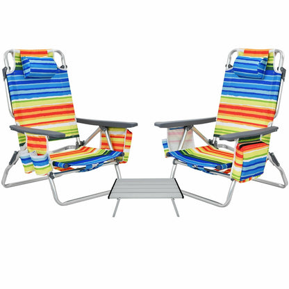 2 Pack 5-Position Folding Beach Chair Set, Yellow Beach & Lawn Chairs Yellow at Gallery Canada