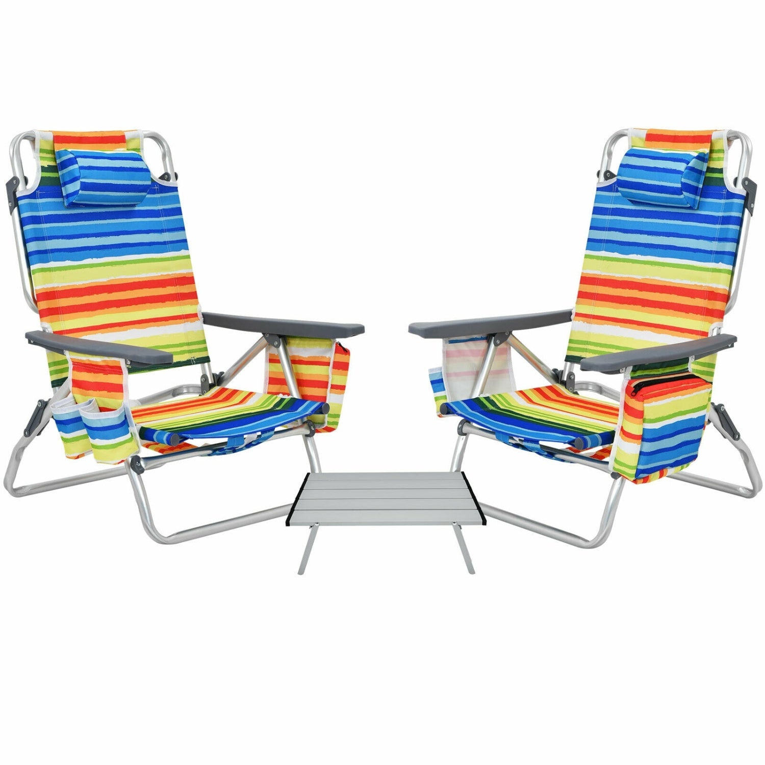 2 Pack 5-Position Folding Beach Chair Set, Yellow Beach & Lawn Chairs at Gallery Canada
