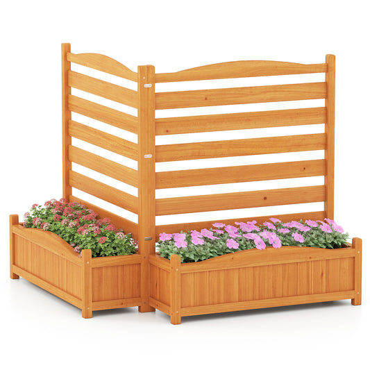 2-Panel Freestanding Outdoor Wood Privacy Screen, Yellow Raised Garden Beds Yellow at Gallery Canada
