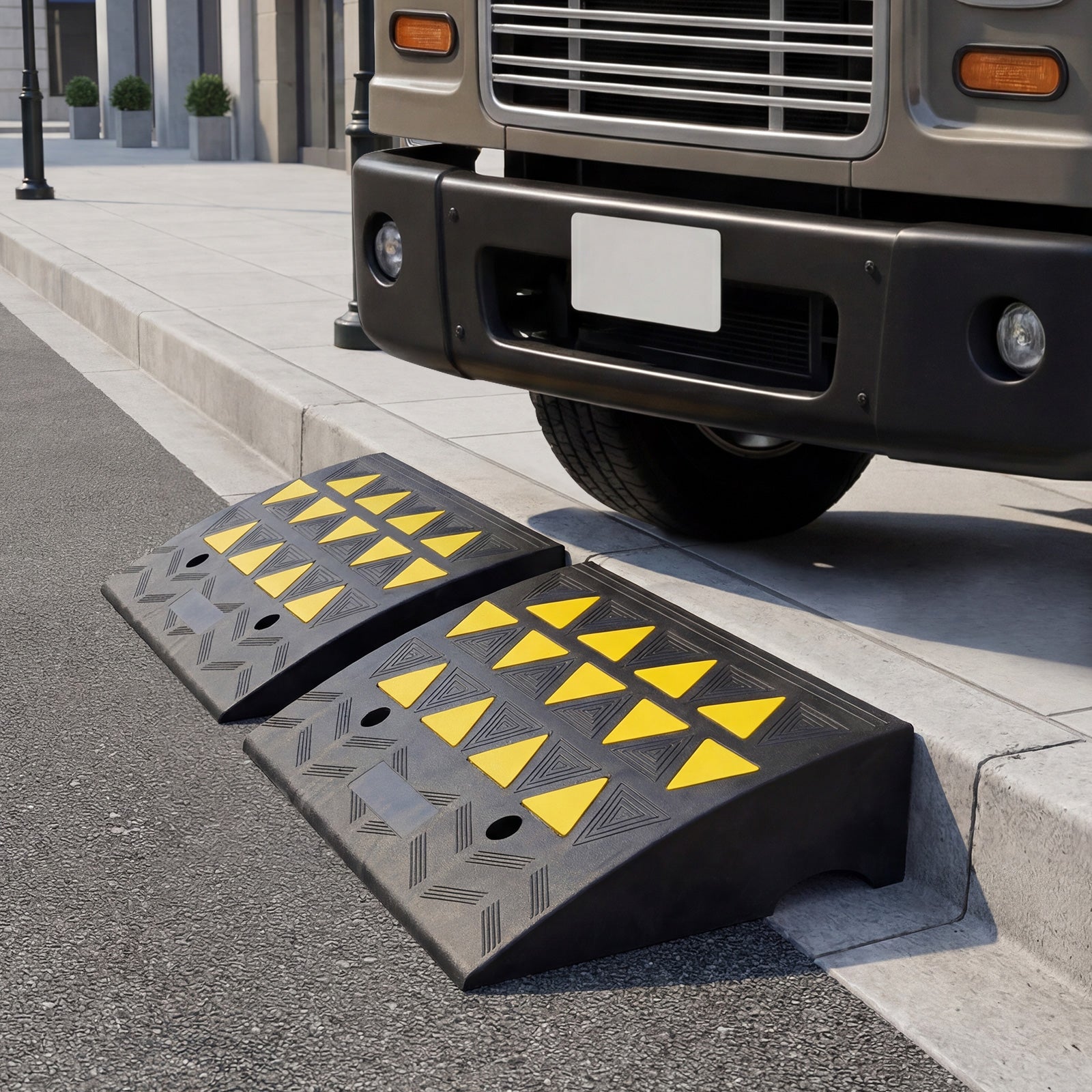 2 Pcs Driveway Threshold Ramps, 5/6 Inch Rise, Medium Trucks-M, Black Garages at Gallery Canada
