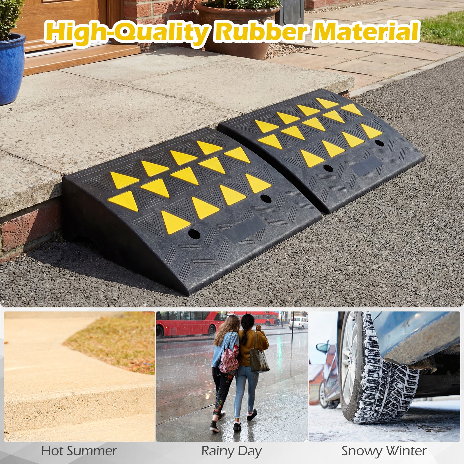 2 Pcs Driveway Threshold Ramps, 5/6 Inch Rise, Medium Trucks-M, Black Garages at Gallery Canada