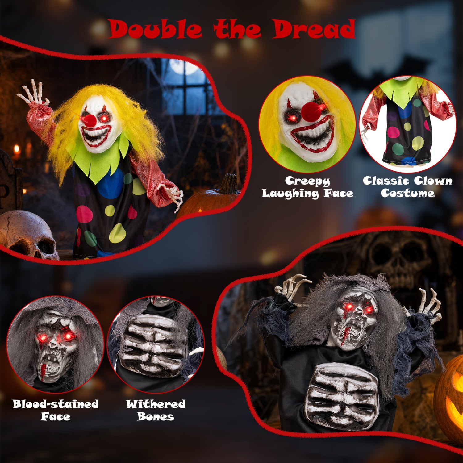 2 Pcs Halloween Animatronic Clown Reaper Tabletop Decor Halloween at Gallery Canada