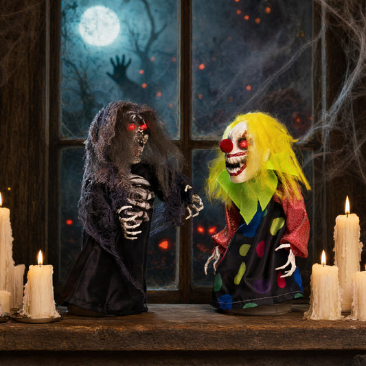 2 Pcs Halloween Animatronic Clown Reaper Tabletop Decor Halloween Options at Gallery Canada