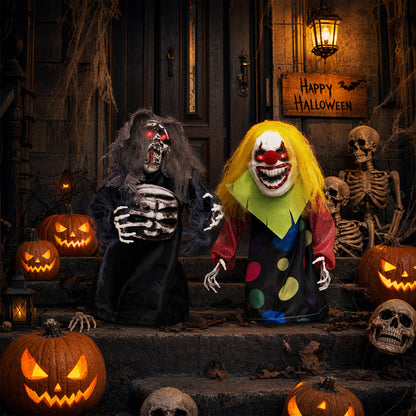 2 Pcs Halloween Animatronic Clown Reaper Tabletop Decor Halloween at Gallery Canada