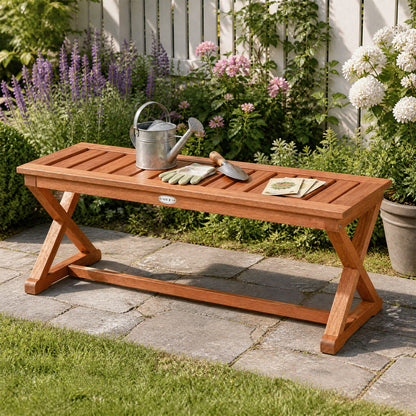 2-Person 44" Solid Wood Outdoor Bench, Slatted Seat Outdoor Benches at Gallery Canada