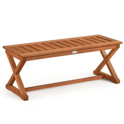 2-Person 44" Solid Wood Outdoor Bench, Slatted Seat Outdoor Benches Teak at Gallery Canada