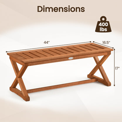 2-Person 44" Solid Wood Outdoor Bench, Slatted Seat Outdoor Benches at Gallery Canada