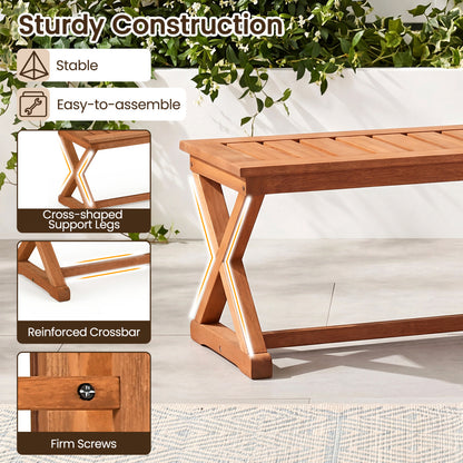 2-Person 44" Solid Wood Outdoor Bench, Slatted Seat Outdoor Benches at Gallery Canada