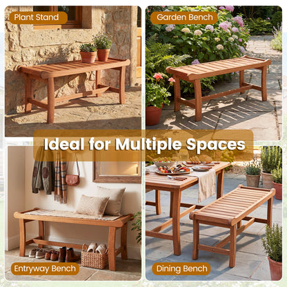 2-Person Outdoor Wood Bench with Slatted Seat and Raised Edges-Set of 2 Outdoor Benches at Gallery Canada