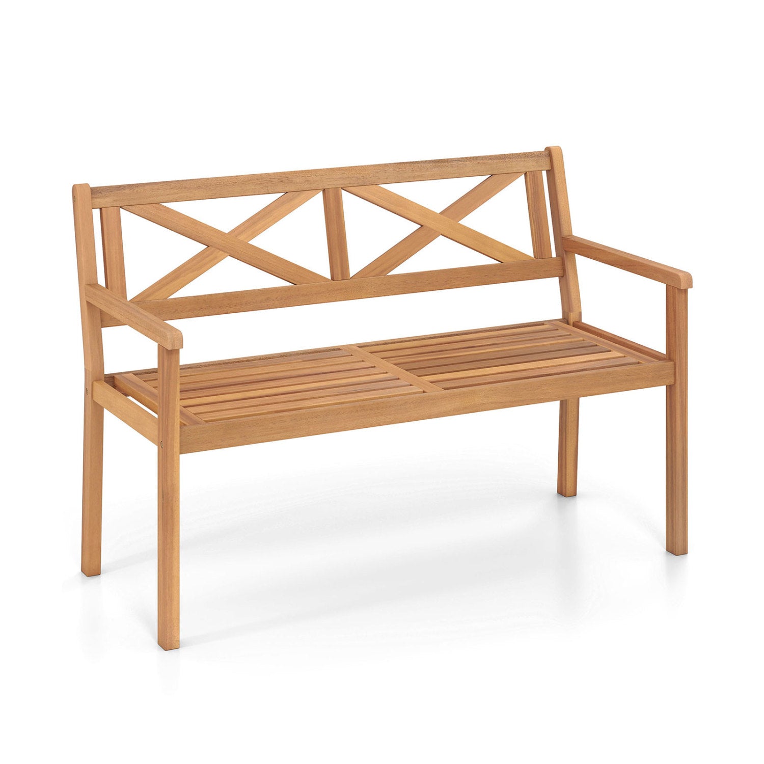 2-Person Patio Acacia Wood Chair with Armrests, Teak Outdoor Benches Teak at Gallery Canada