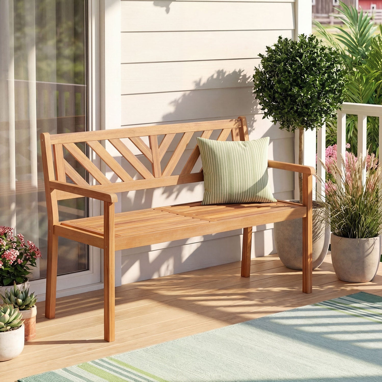 2-Person Patio Acacia Wood Garden Chair, Teak Outdoor Benches at Gallery Canada