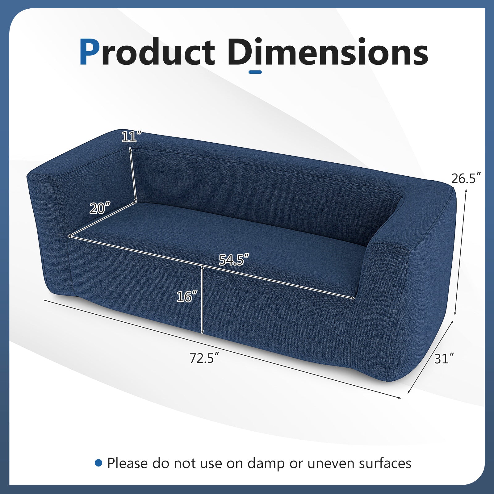 2-Person Portable Blow Up Sofa with Detachable Cover, Blue Sofas & Loveseats at Gallery Canada