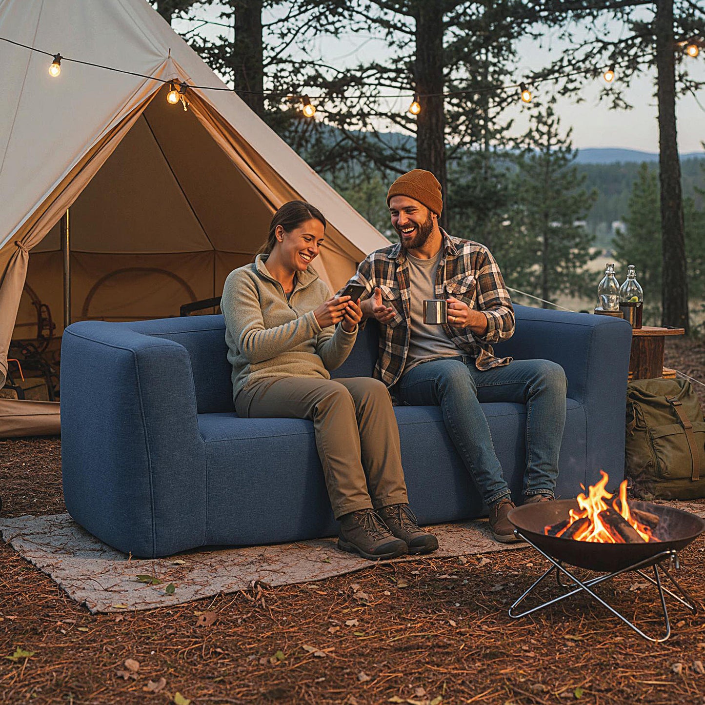 2-Person Portable Blow Up Sofa with Detachable Cover, Blue Sofas & Loveseats at Gallery Canada