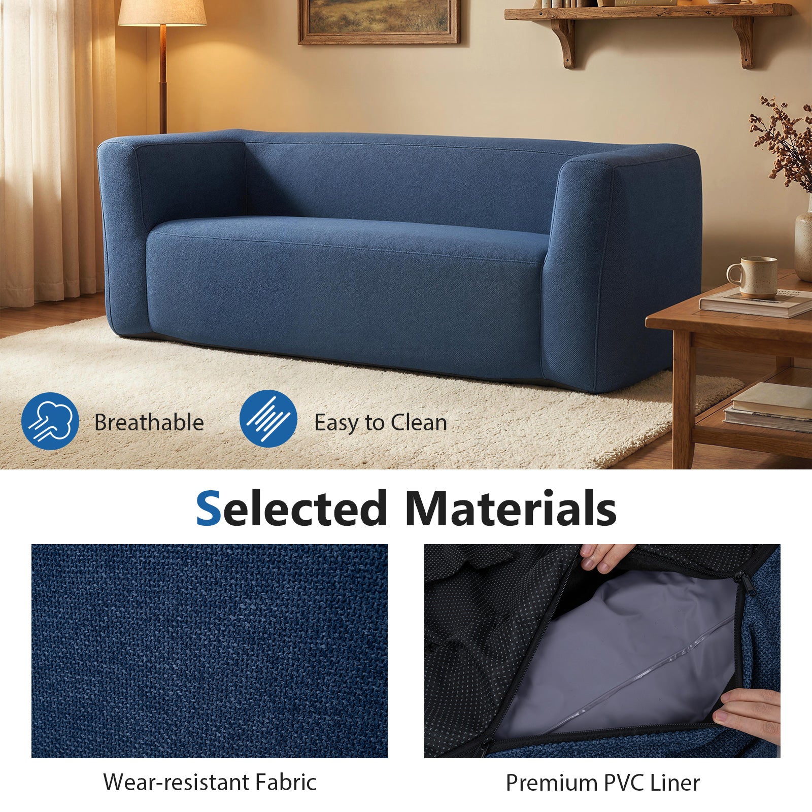 2-Person Portable Blow Up Sofa with Detachable Cover, Blue Sofas & Loveseats at Gallery Canada