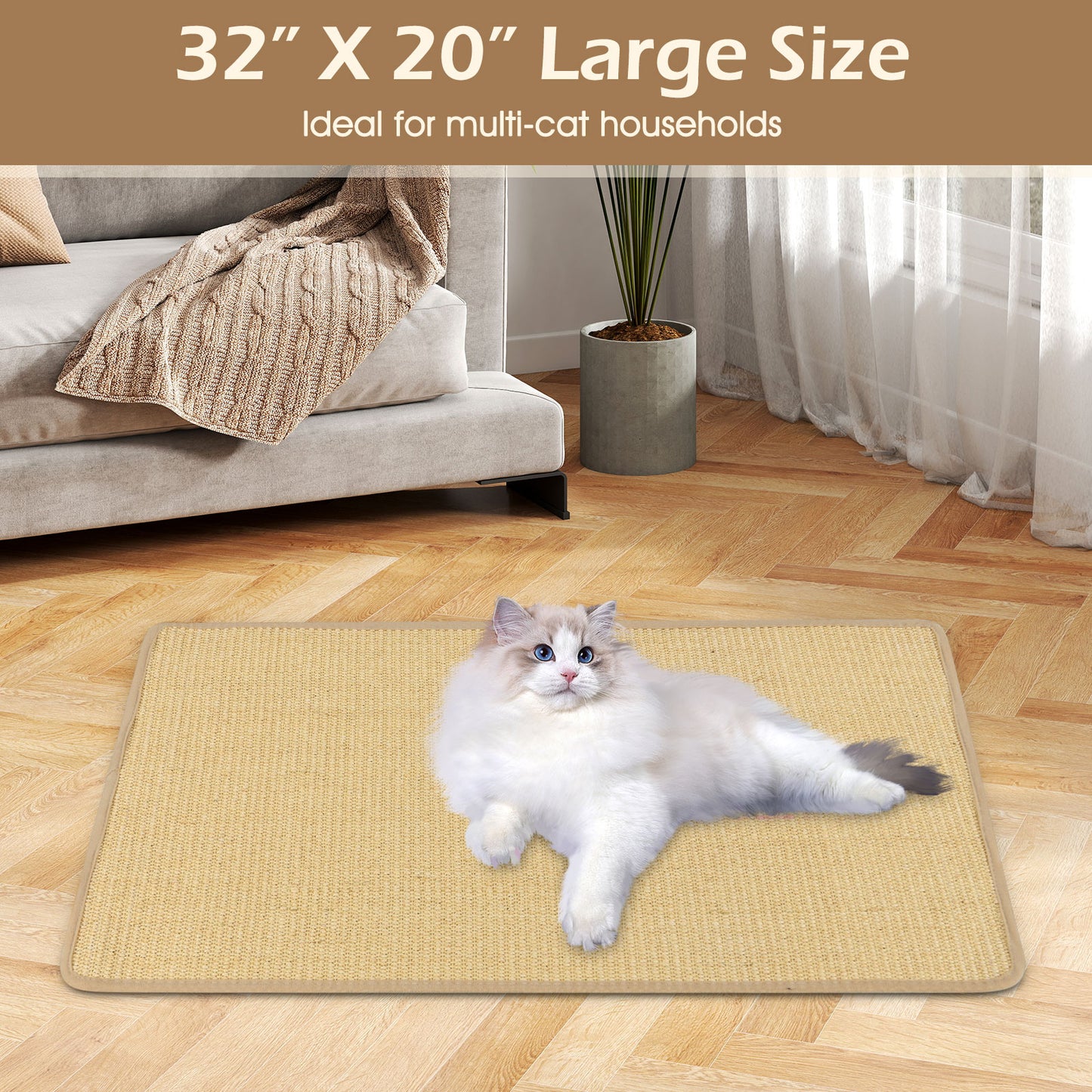 Cat Scratcher Mat Set, 32 x 20 Inch, Natural Sisal Pads Cat Trees Condos & Scratchers at Gallery Canada